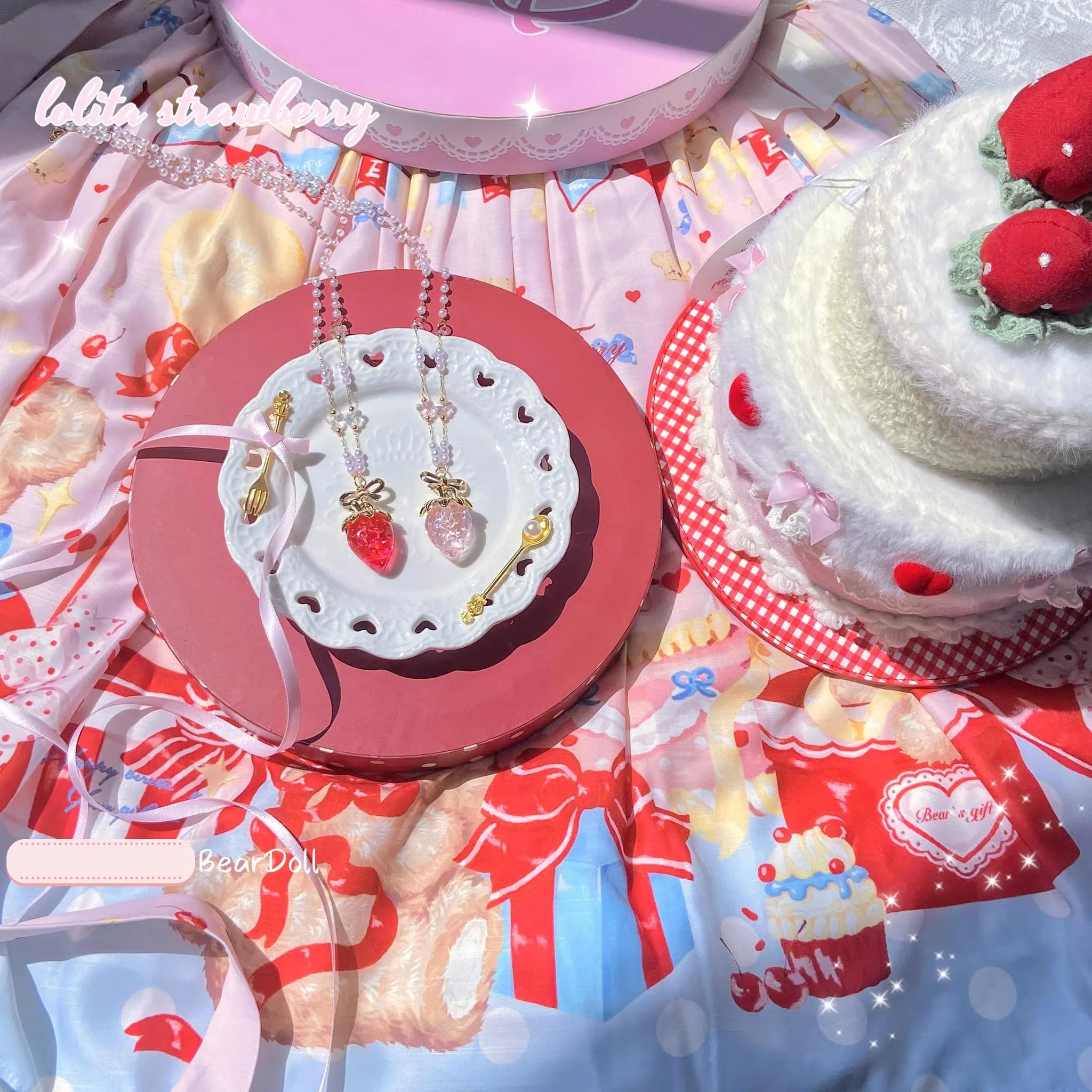 Bear Doll - Sweet Lolita Necklace Strawberry Charlotte Necklace - Image 6
