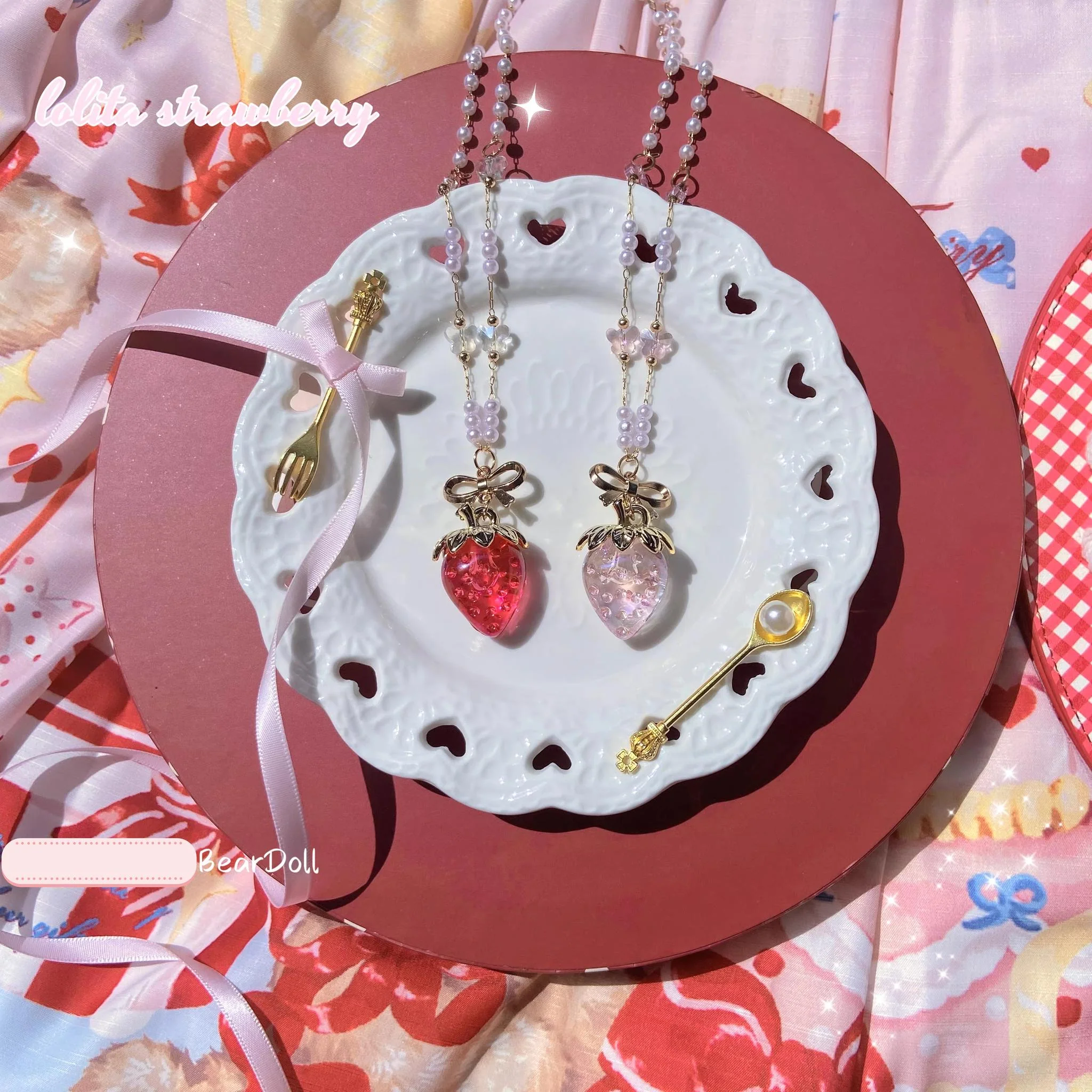 Bear Doll - Sweet Lolita Necklace Strawberry Charlotte Necklace - Image 7