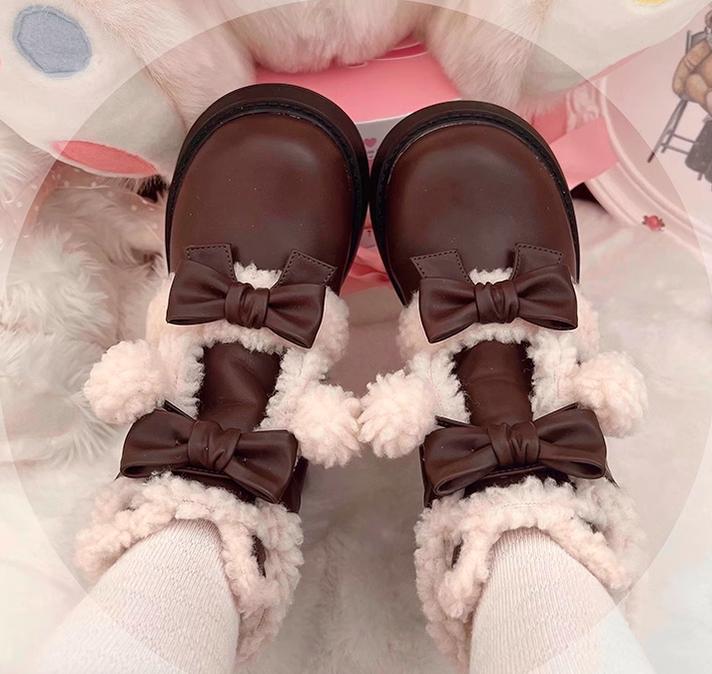 Beauty Bunny - Furry Bear - Winter Cute Lolita Shoes Short Snow Boots - Image 19