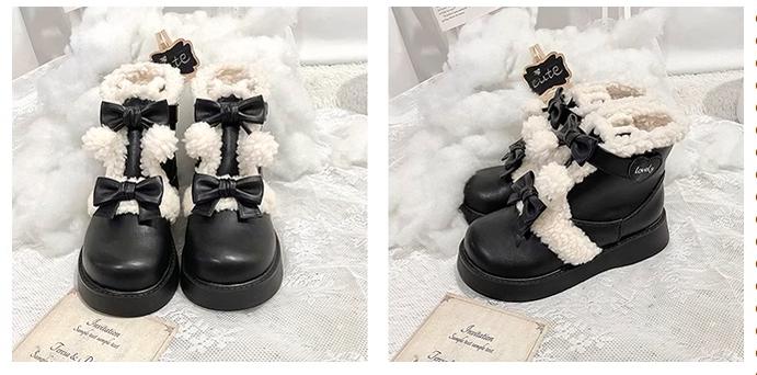 Beauty Bunny - Furry Bear - Winter Cute Lolita Shoes Short Snow Boots - Image 23
