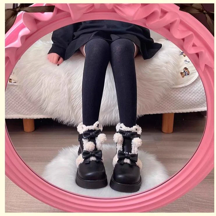 Beauty Bunny - Furry Bear - Winter Cute Lolita Shoes Short Snow Boots - Image 24