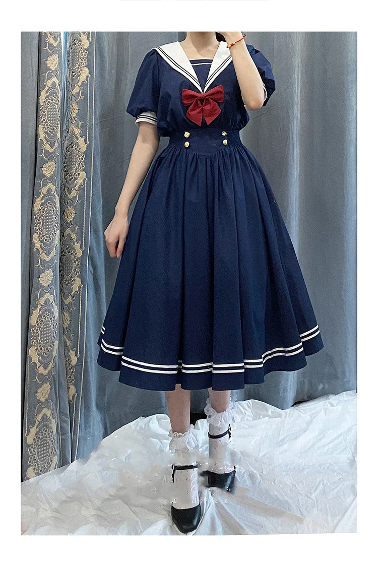 Sea and Wind - Retro Sailor Lolita OP Dress Version 1.0 - Image 10