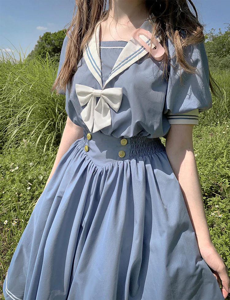 Sea and Wind - Retro Sailor Lolita OP Dress Version 1.0 - Image 20