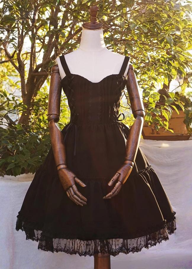 Garden Waltz - Black Elegant Lolita JSK, Knee Length Dress - Image 3