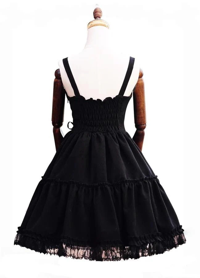 Garden Waltz - Black Elegant Lolita JSK, Knee Length Dress - Image 5
