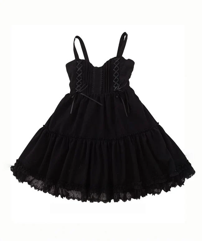 Garden Waltz - Black Elegant Lolita JSK, Knee Length Dress - Image 9