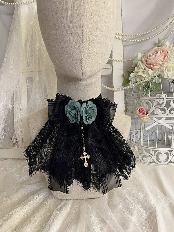 Sweet Jelly Lolita - Black Gothic Lolita Necklace Lace Lolita Brooch - Image 5