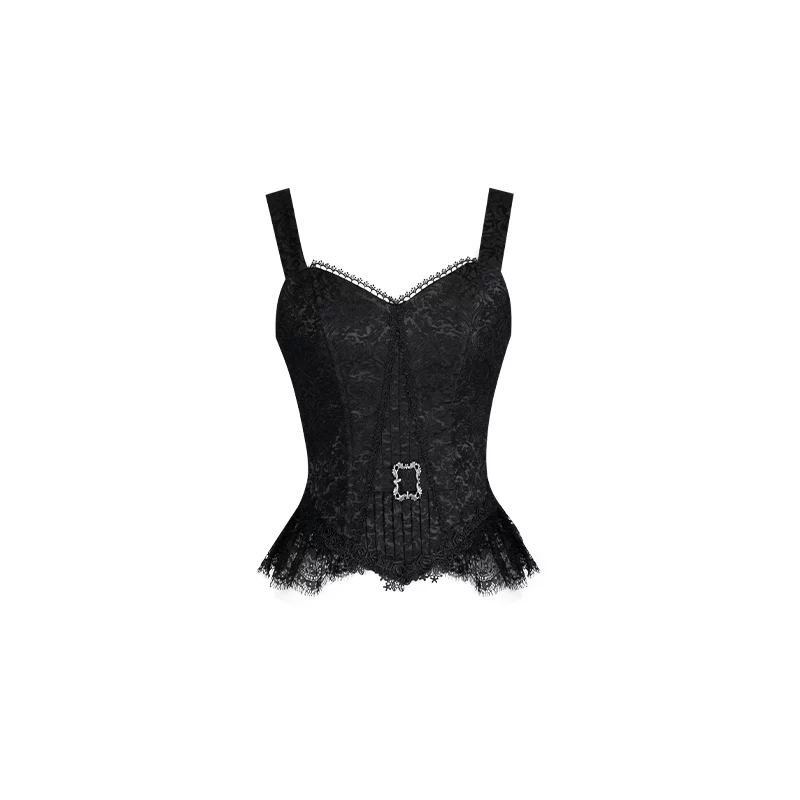 Under the Hanging Moon - Black Gothic Lolita SK Set, Modified Mamian Skirt - Image 28