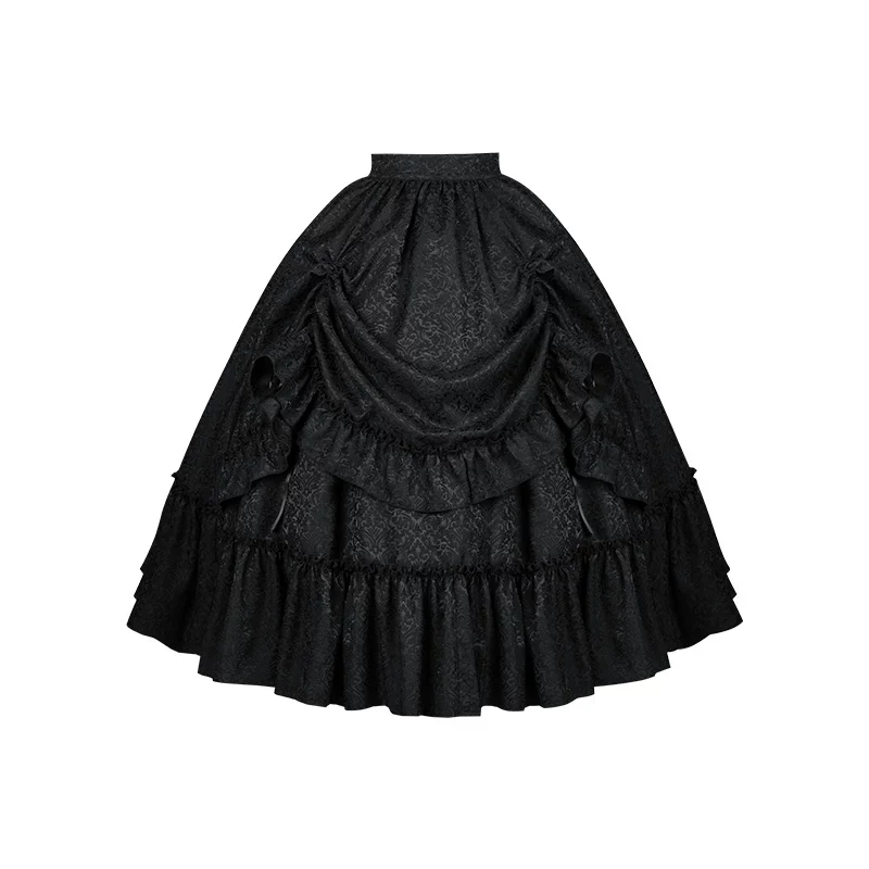 Under the Hanging Moon - Black Gothic Lolita SK Set, Modified Mamian Skirt - Image 30
