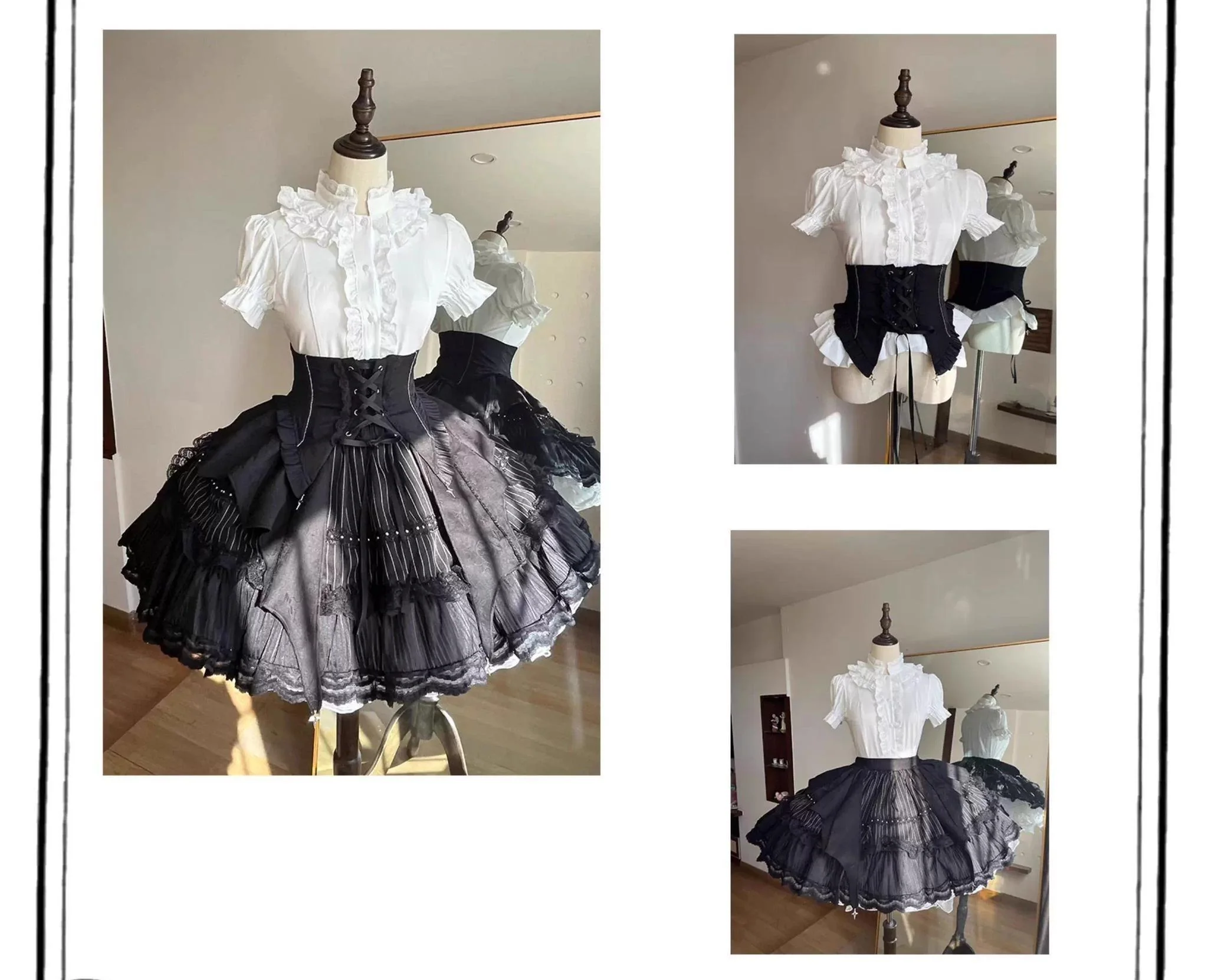 Twilight Song - Trace Bone - Black Gothic Lolita SK & Waist Cincher - Image 16