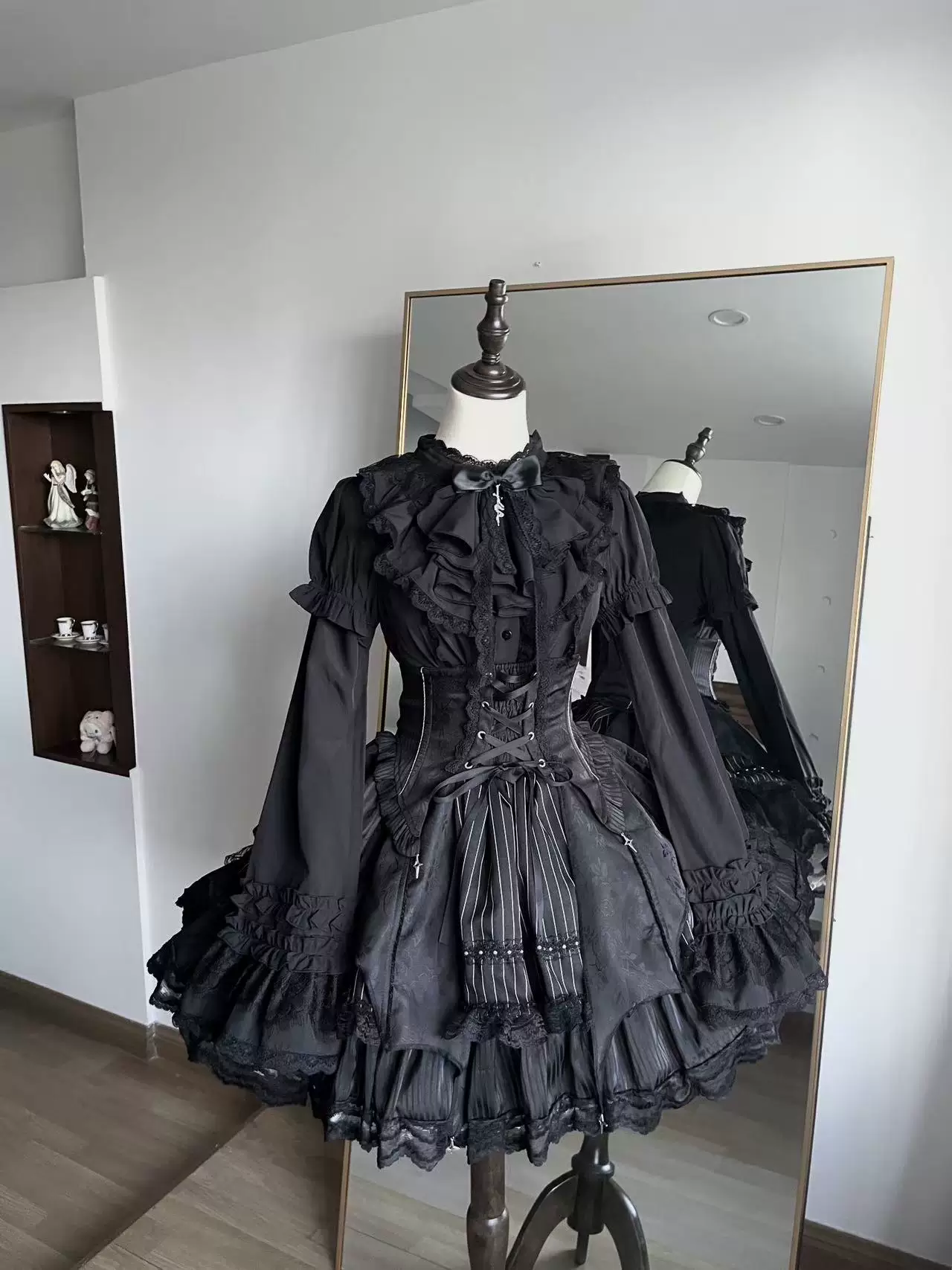 Twilight Song - Trace Bone - Black Gothic Lolita SK & Waist Cincher - Image 18