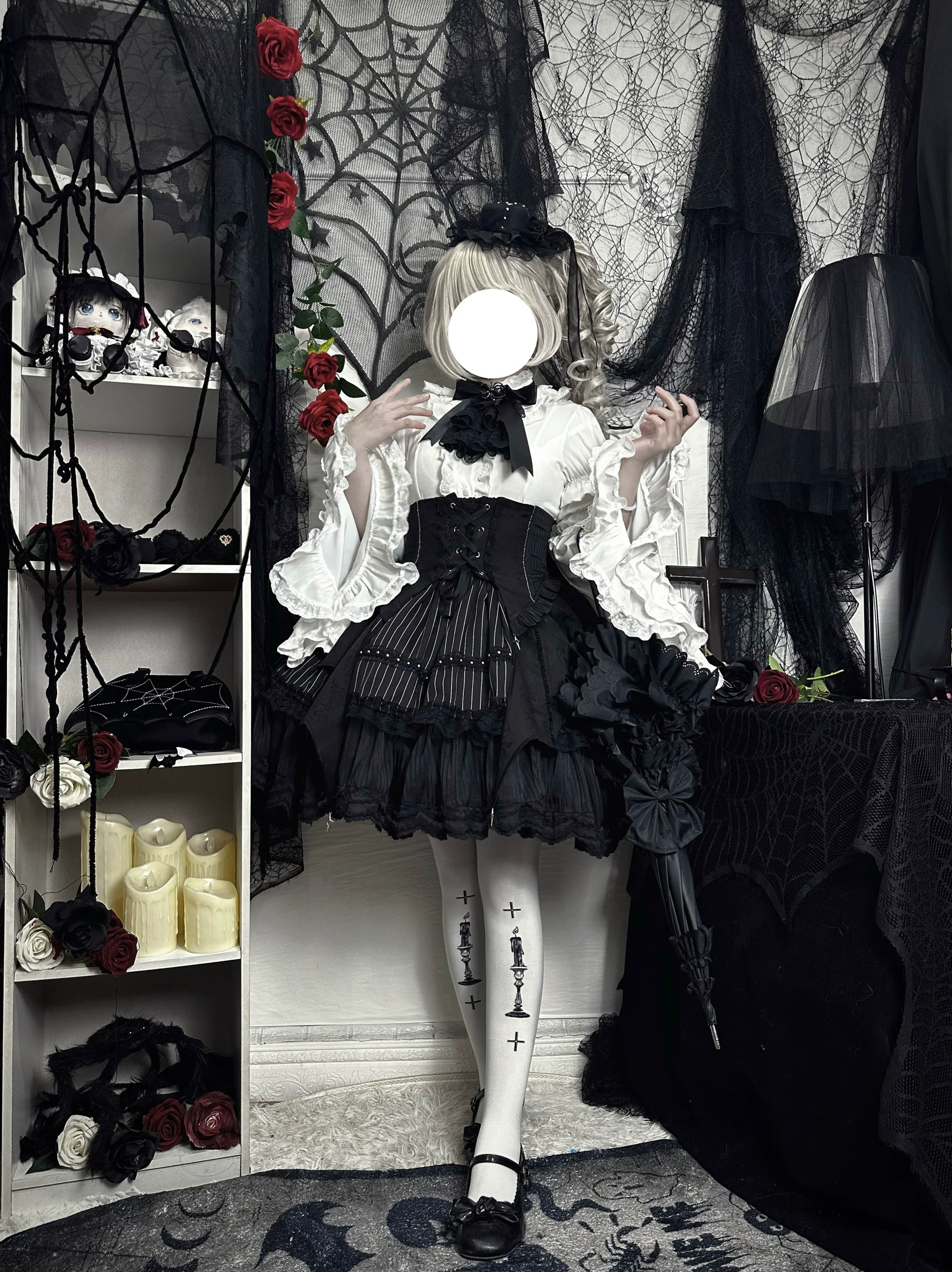 Twilight Song - Trace Bone - Black Gothic Lolita SK & Waist Cincher - Image 5