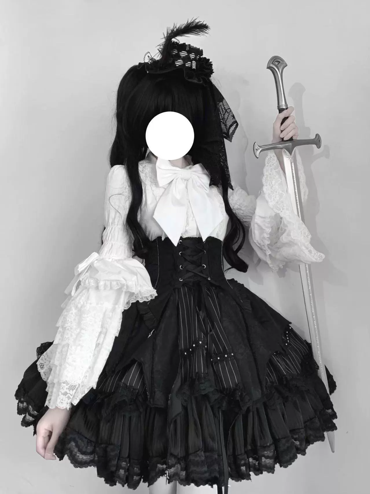 Twilight Song - Trace Bone - Black Gothic Lolita SK & Waist Cincher - Image 7