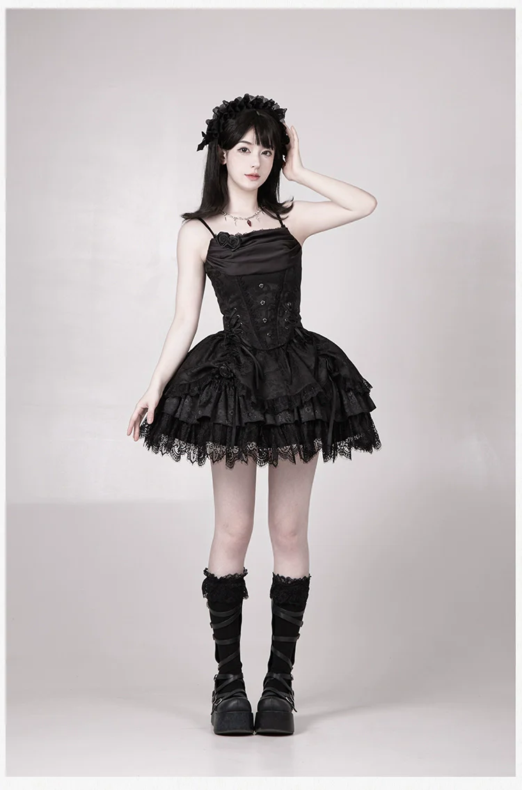 With PUJI - Letter and Poetry · Twilight - Black Gothic Lolita Skirt Set, Witch-Inspired - Image 30