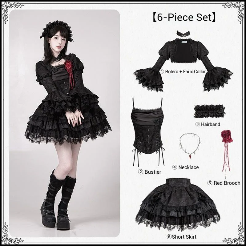 With PUJI - Letter and Poetry · Twilight - Black Gothic Lolita Skirt Set, Witch-Inspired - Image 34