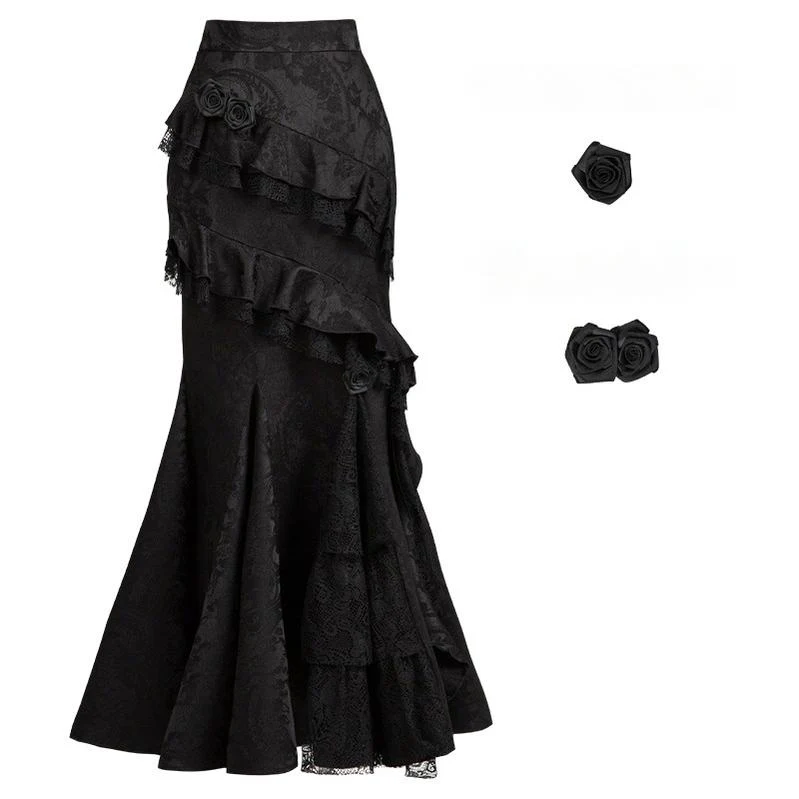 With PUJI - Letter and Poetry · Twilight - Black Gothic Lolita Skirt Set, Witch-Inspired - Image 40