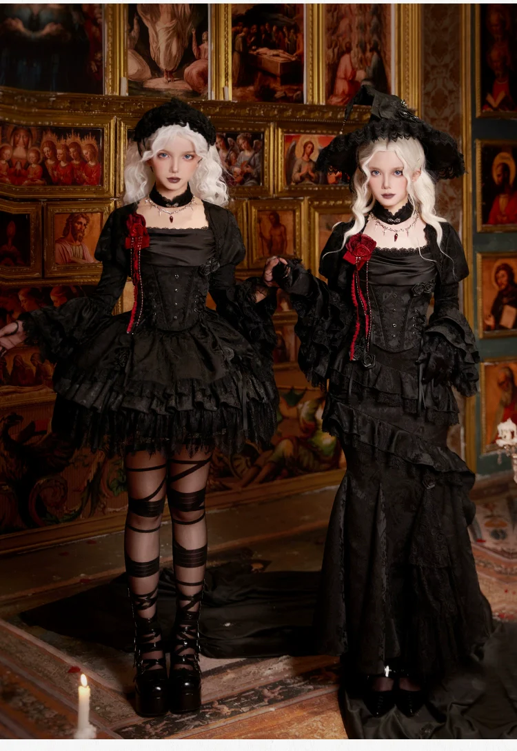 With PUJI - Letter and Poetry · Twilight - Black Gothic Lolita Skirt Set, Witch-Inspired - Image 47