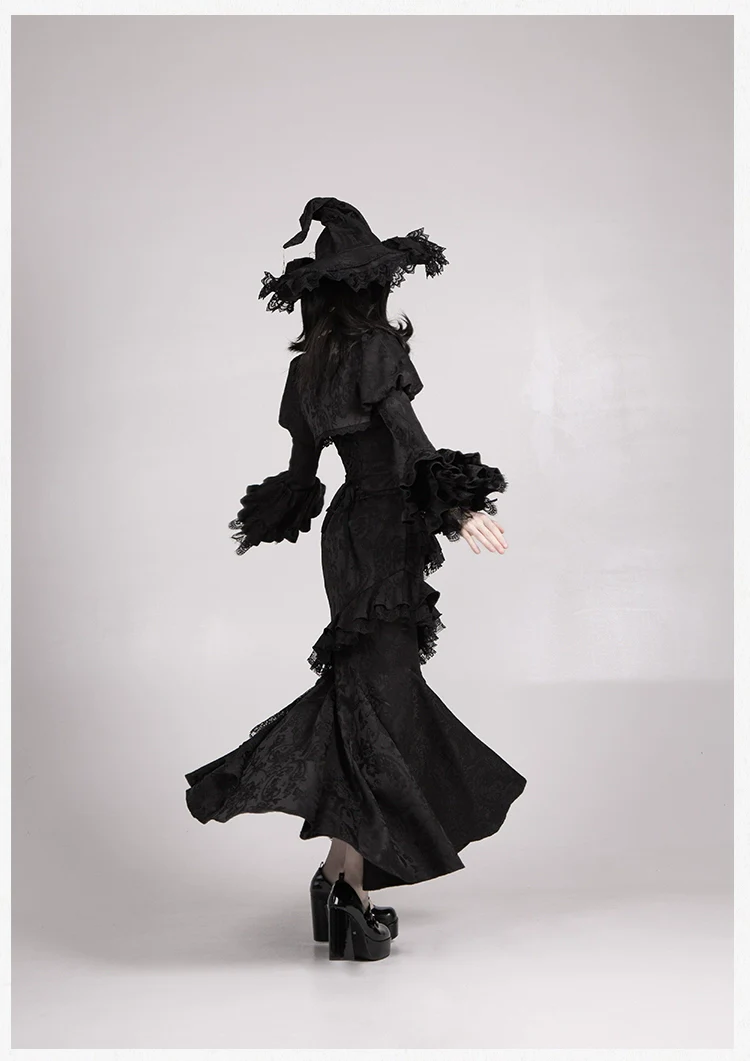 With PUJI - Letter and Poetry · Twilight - Black Gothic Lolita Skirt Set, Witch-Inspired - Image 68