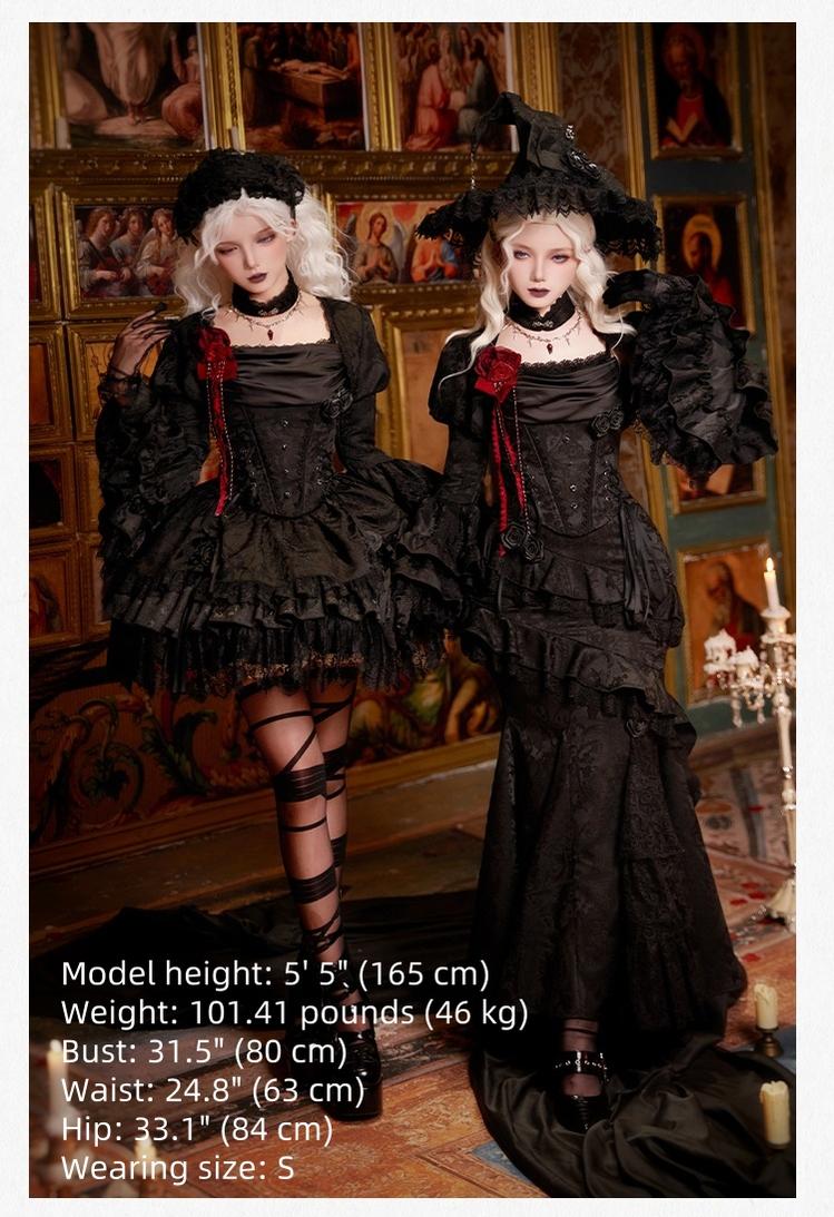 With PUJI - Letter and Poetry · Twilight - Black Gothic Lolita Skirt Set, Witch-Inspired - Image 7