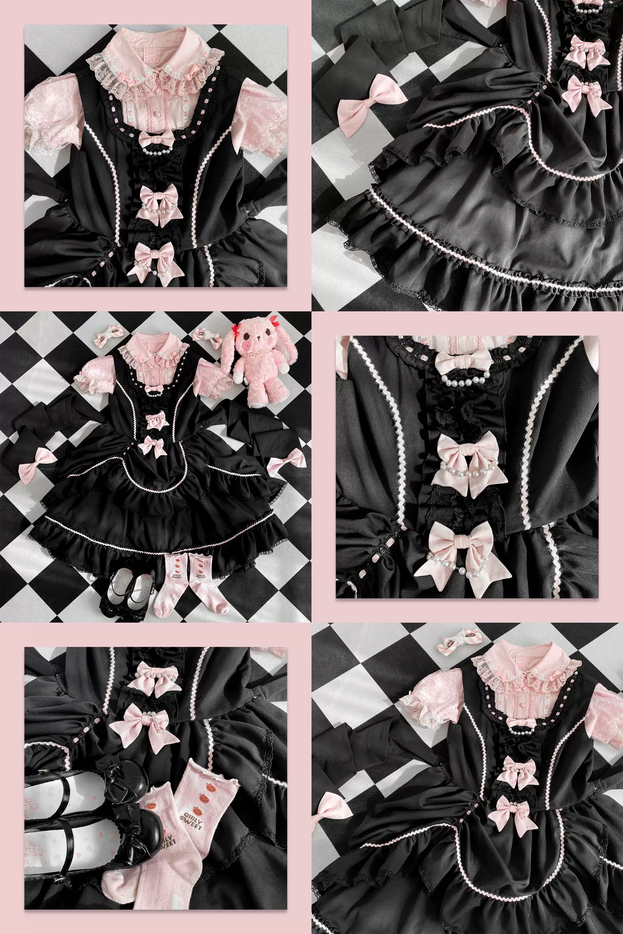Catlow Rabbit - Black Lolita Doll OP/JSK with Adjustable Elasticity - Image 22