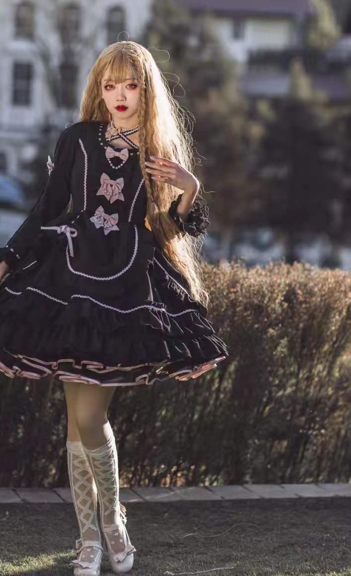 Catlow Rabbit - Black Lolita Doll OP/JSK with Adjustable Elasticity - Image 28