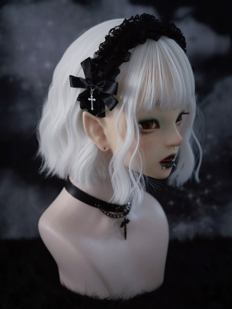 Strange Sugar - Gothic Black Lolita KC Cross Lace Headband Lolita Accessories - Image 3