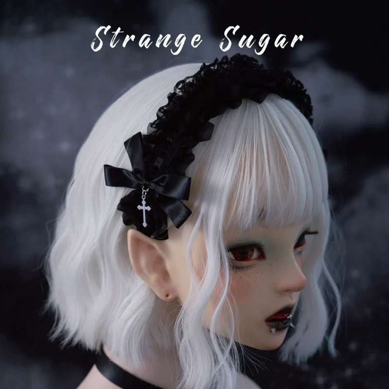 Strange Sugar - Gothic Black Lolita KC Cross Lace Headband Lolita Accessories - Image 4
