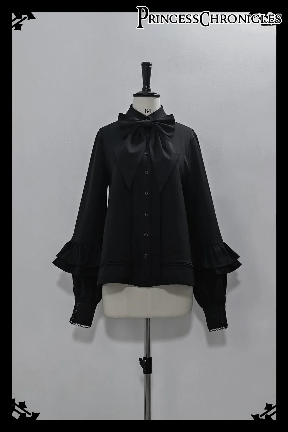 Doll - Black Ouji Lolita Shirt with Removable Large Bow Tie