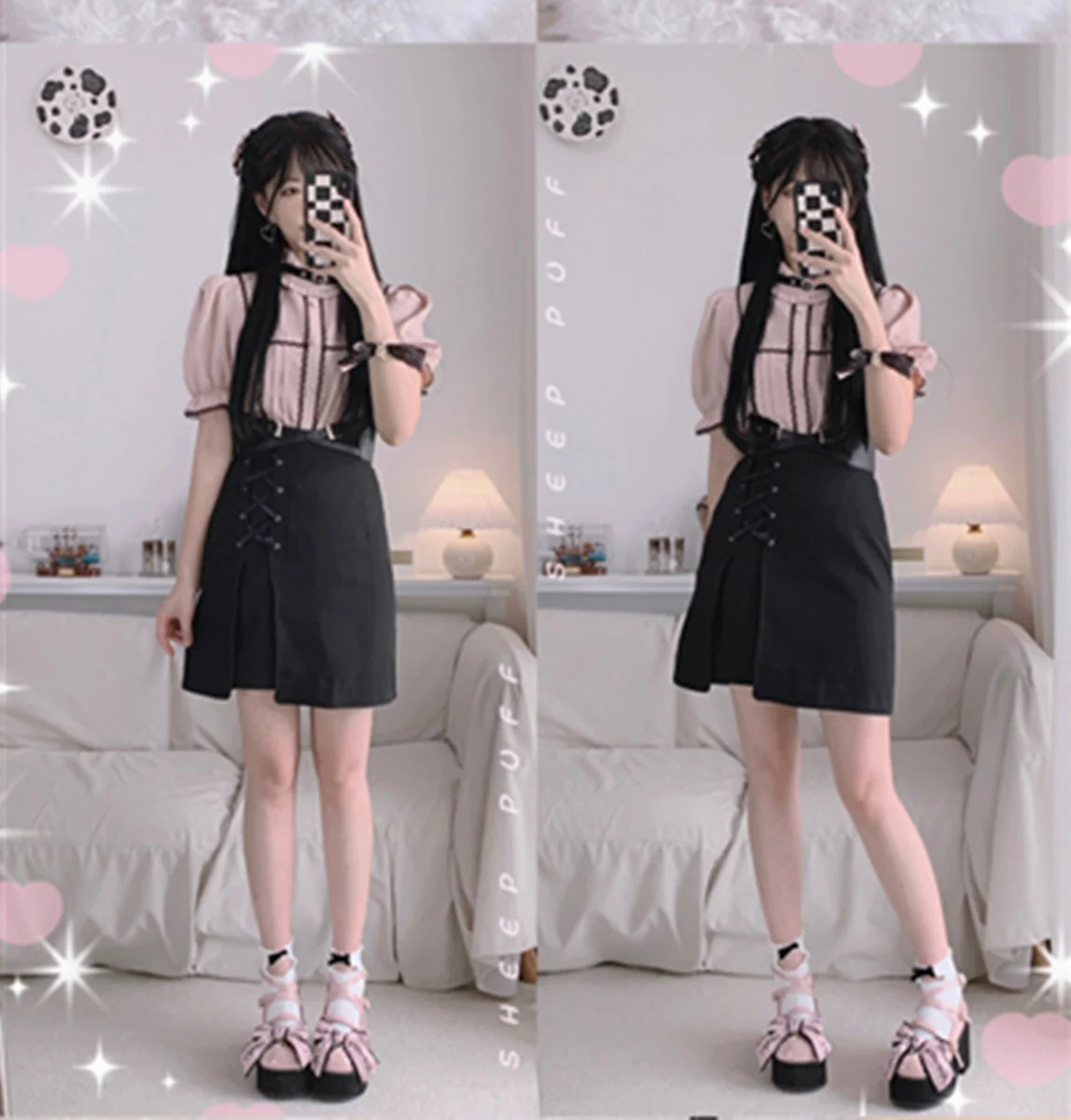 Black Pink Japanese Lolita Thick Heel Shoes - Image 19
