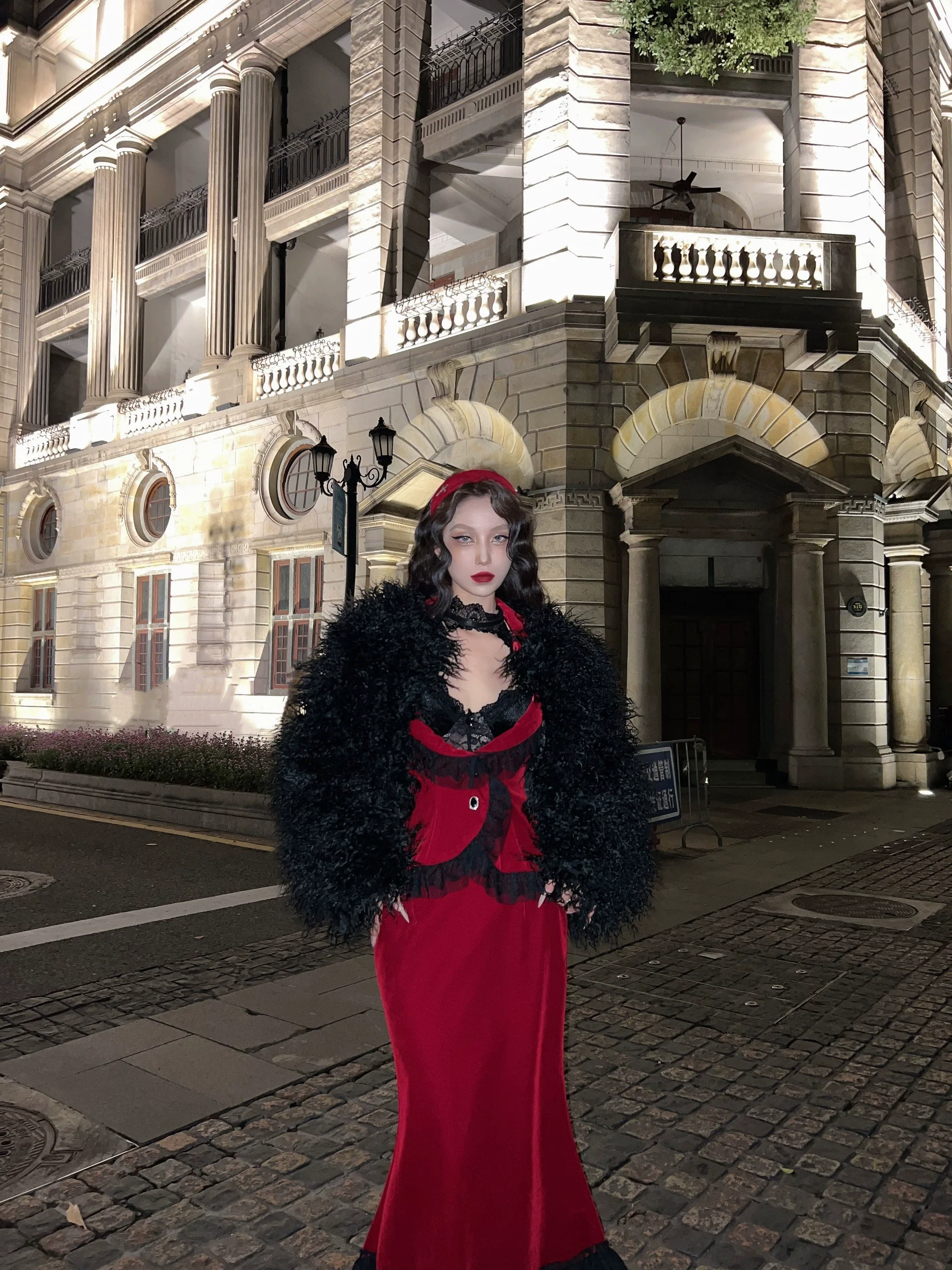 BLACKLIST - Poisonous Apple - Christmas Lolita Dress Bungundy Fishtail Skirt Set - Image 4