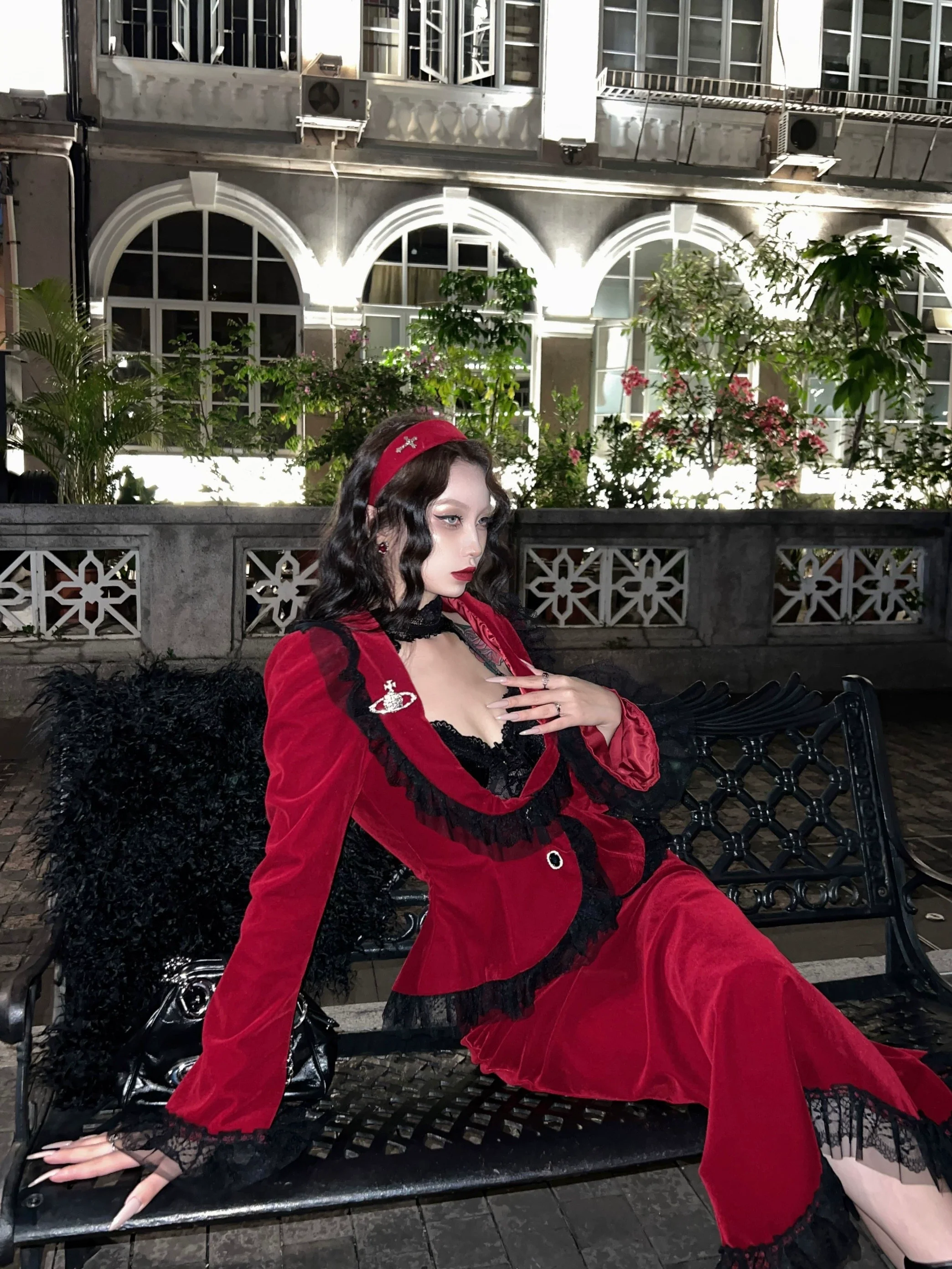 BLACKLIST - Poisonous Apple - Christmas Lolita Dress Bungundy Fishtail Skirt Set - Image 6