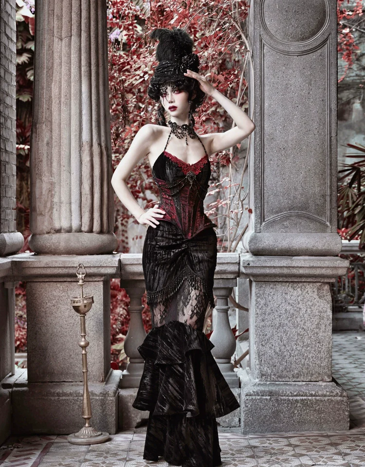 Blood Supply - Duchess - Gothic Lolita Mermaid Skirt Velvet Hip-Hugging Lolita Long Skirt - Image 10