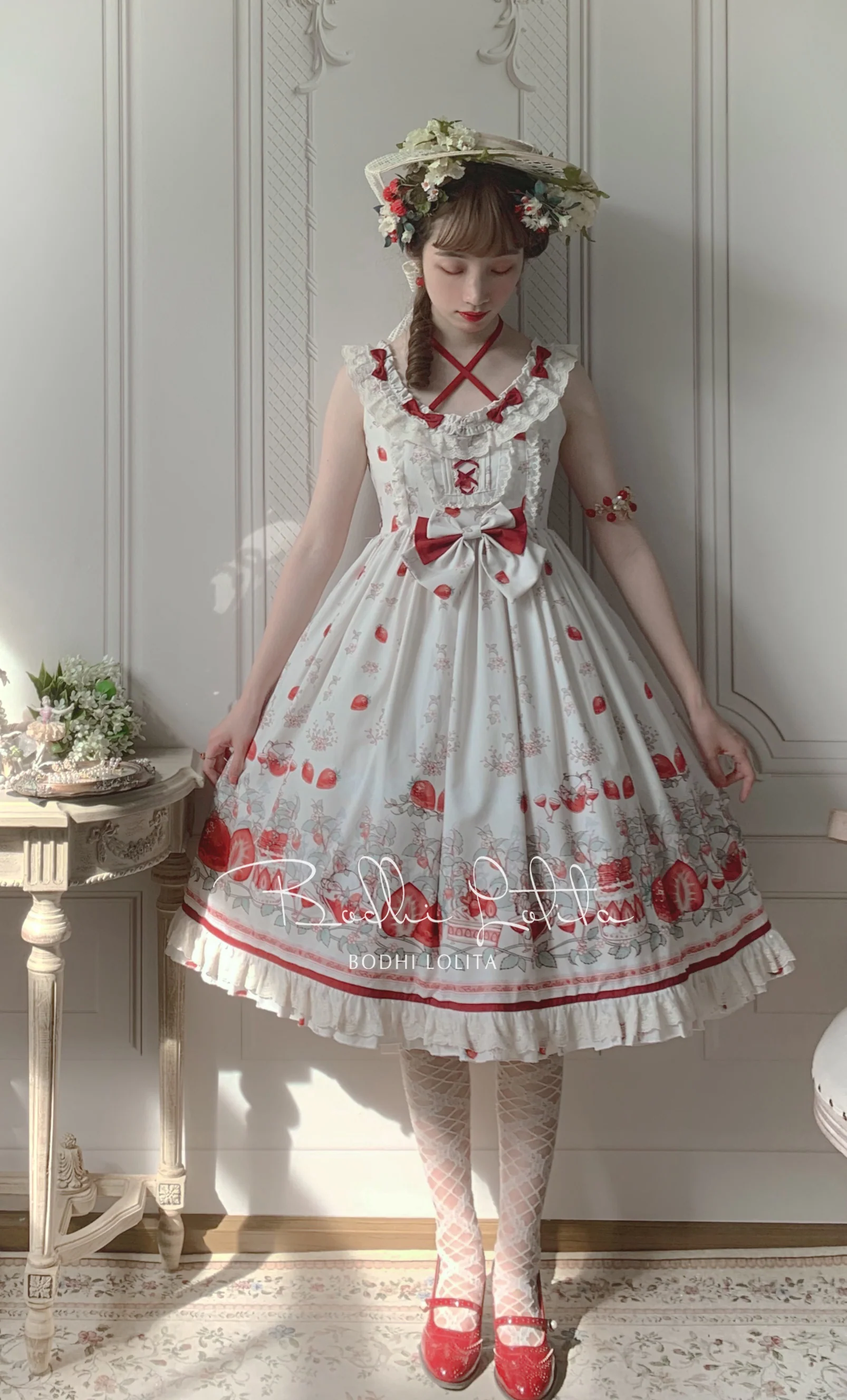 Strawberry Fruit Tea SP - Apricot Sweet Lolita Jumper Dress - Image 10