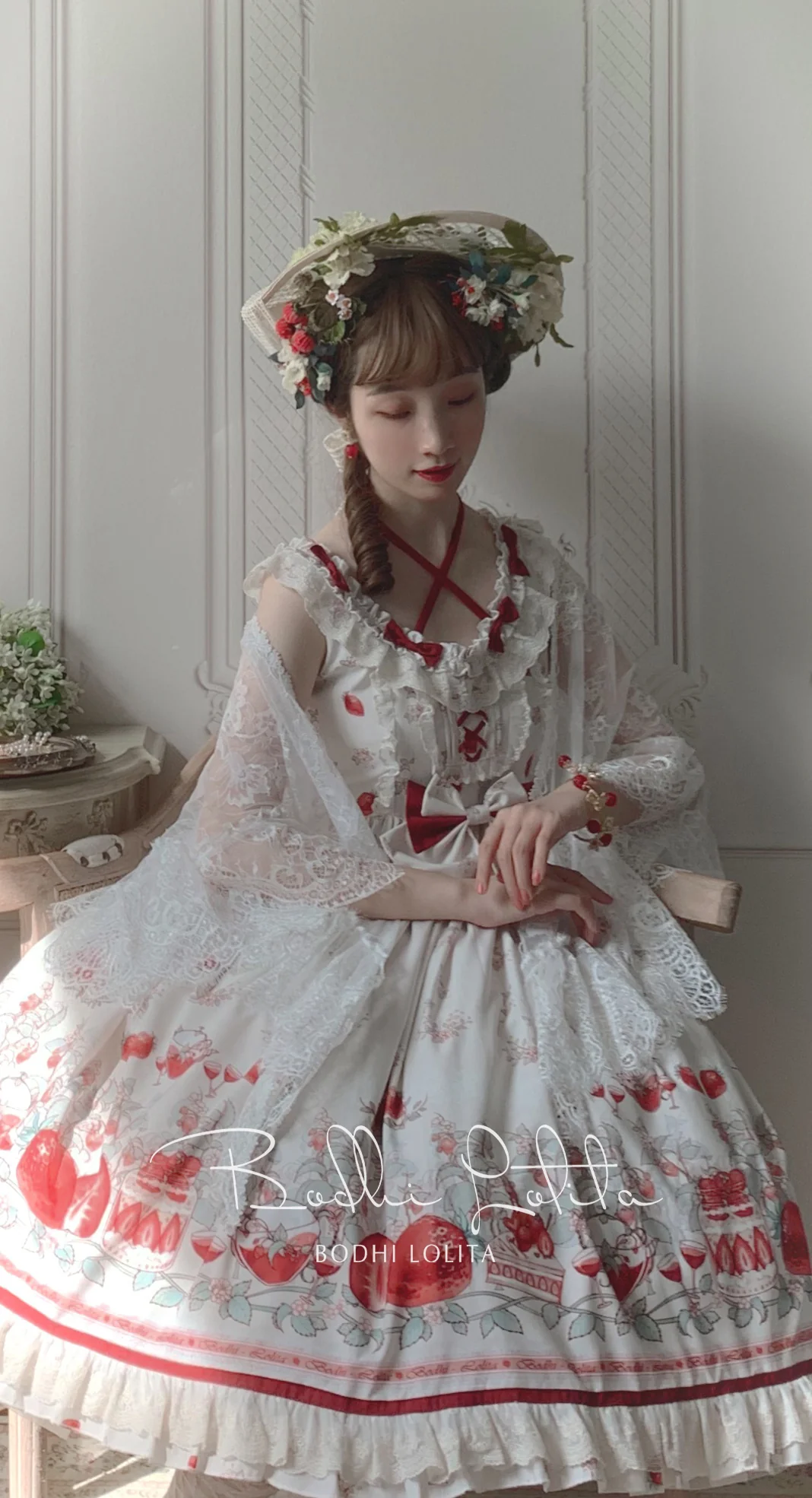 Strawberry Fruit Tea SP - Apricot Sweet Lolita Jumper Dress - Image 11