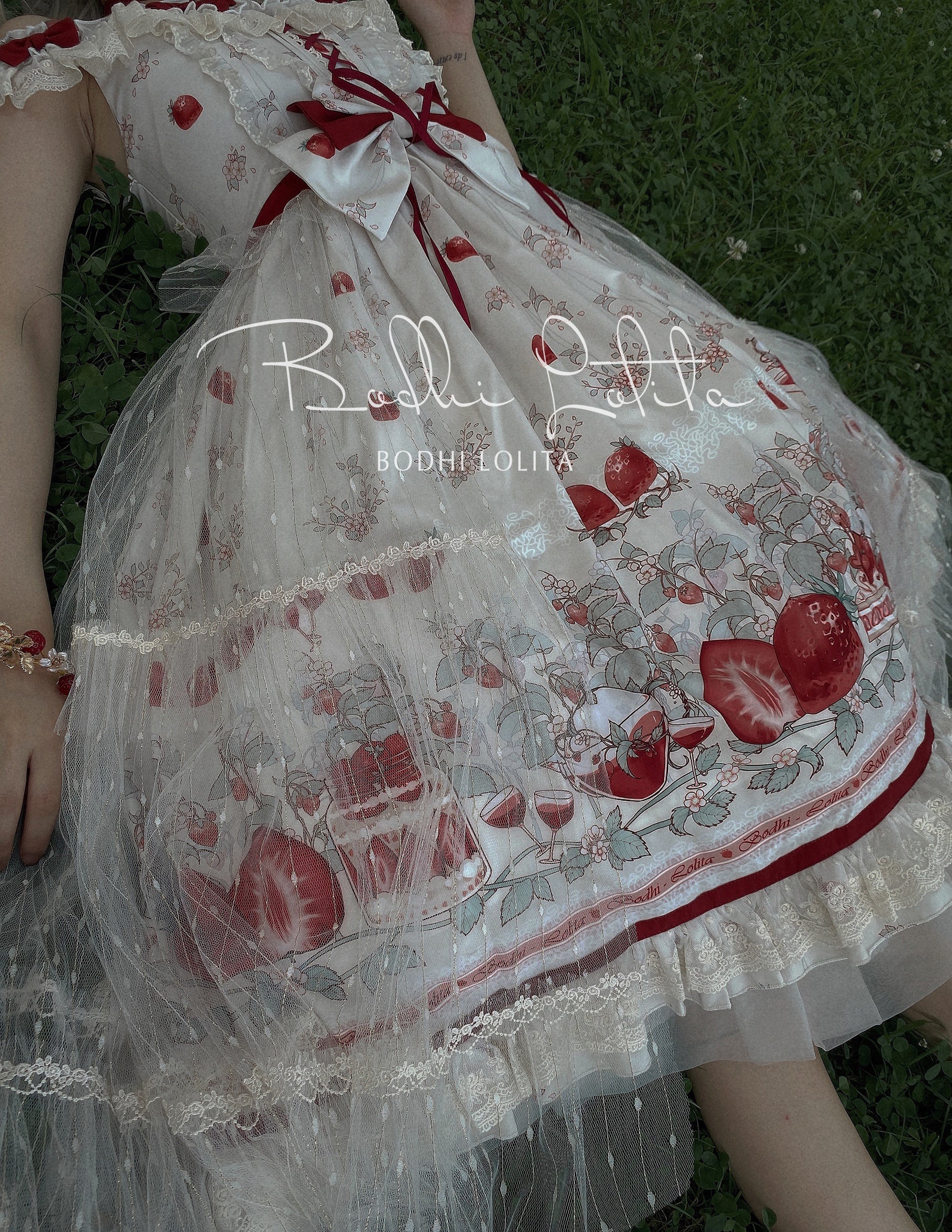 Strawberry Fruit Tea SP - Apricot Sweet Lolita Jumper Dress - Image 14