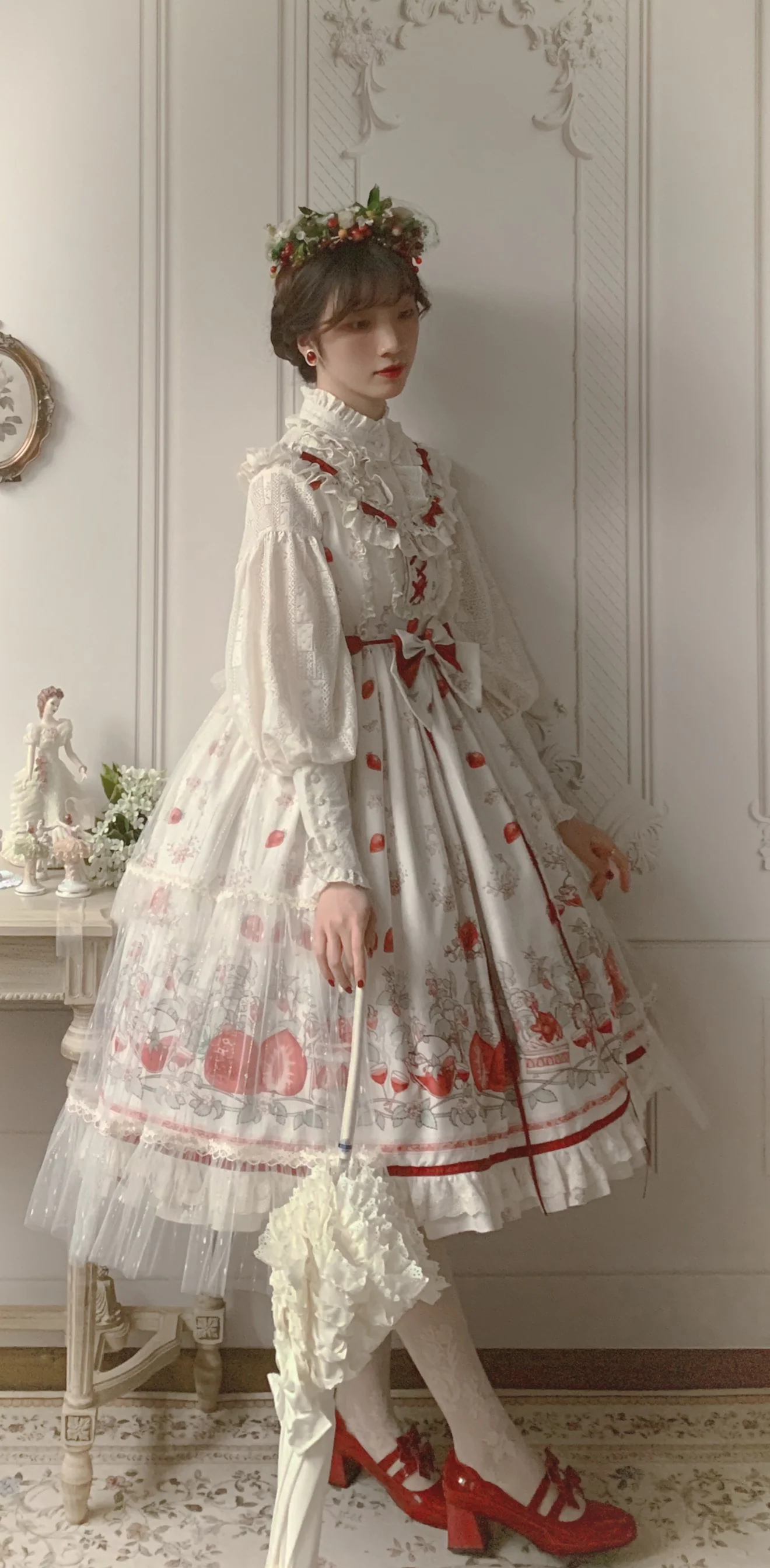 Strawberry Fruit Tea SP - Apricot Sweet Lolita Jumper Dress - Image 15