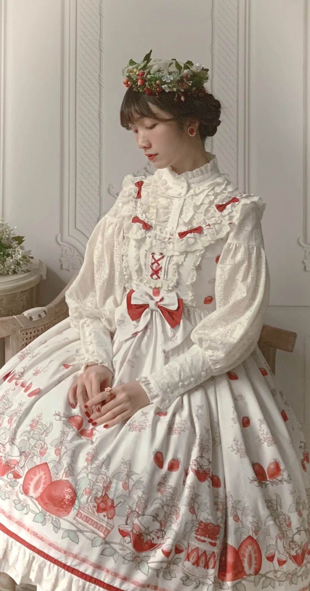 Strawberry Fruit Tea SP - Apricot Sweet Lolita Jumper Dress - Image 17