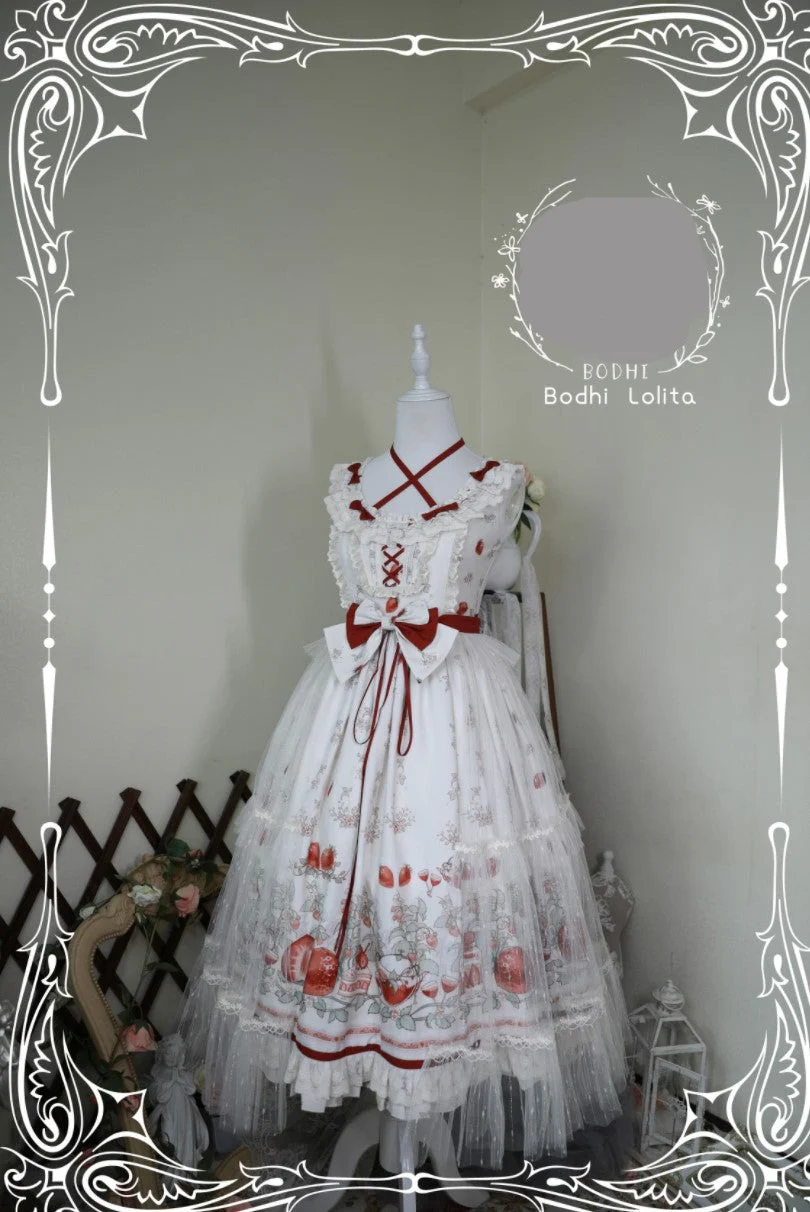 Strawberry Fruit Tea SP - Apricot Sweet Lolita Jumper Dress - Image 21
