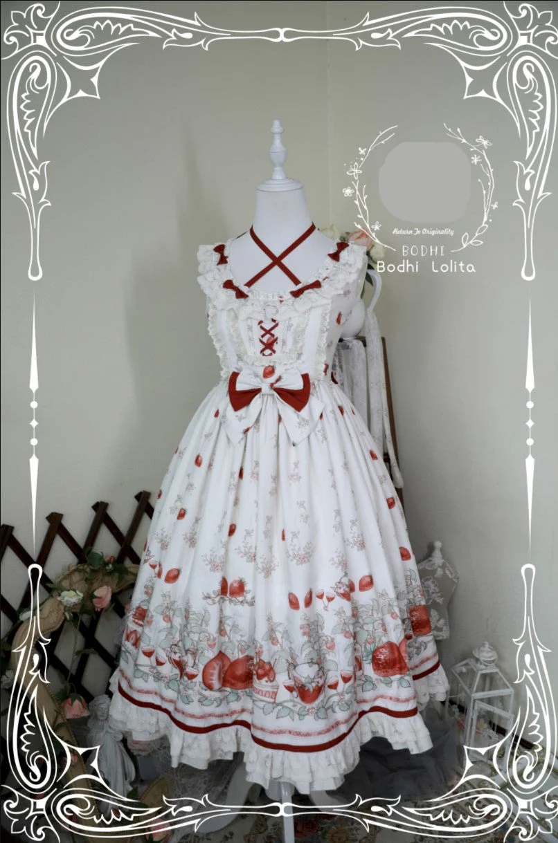Strawberry Fruit Tea SP - Apricot Sweet Lolita Jumper Dress - Image 23