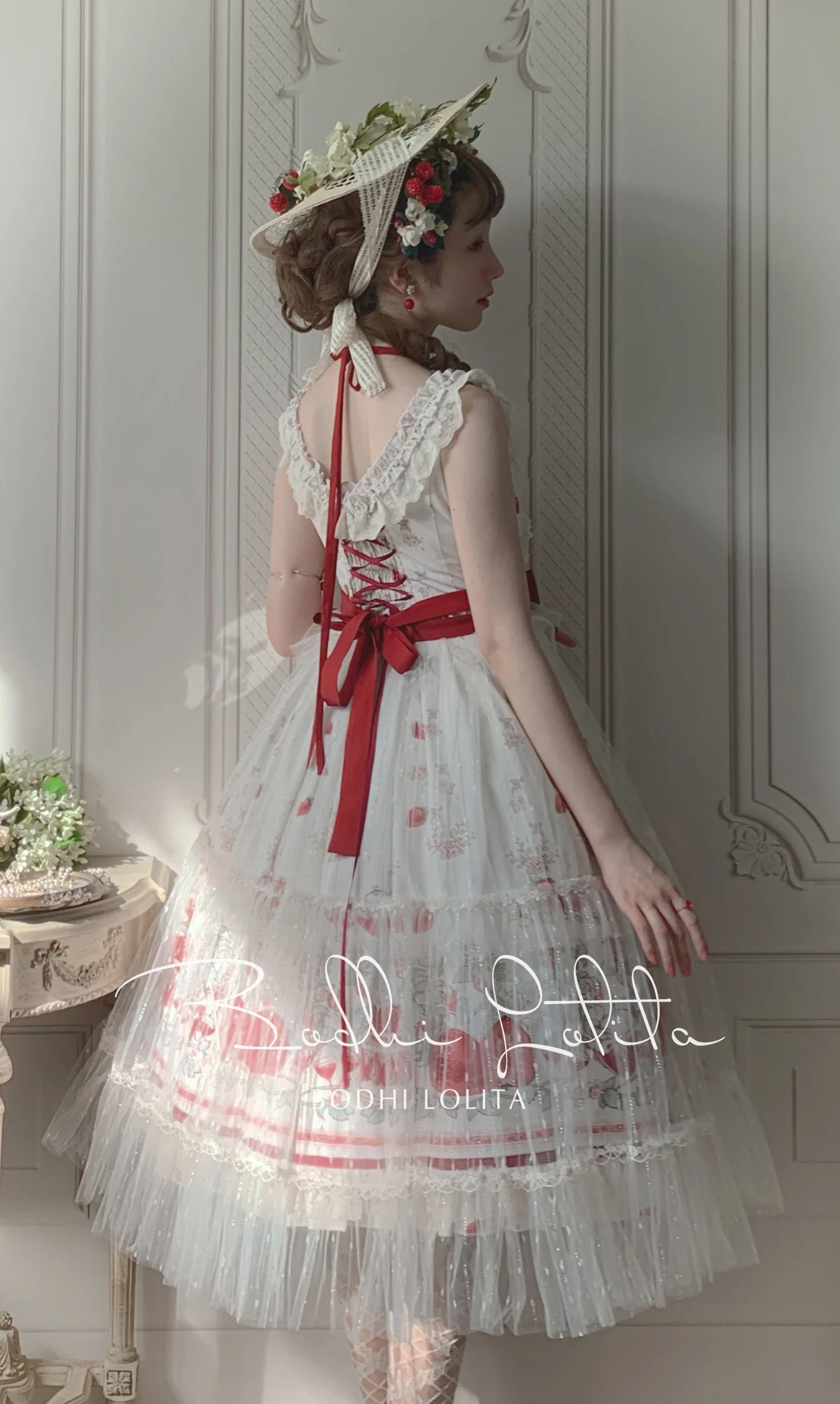 Strawberry Fruit Tea SP - Apricot Sweet Lolita Jumper Dress - Image 4