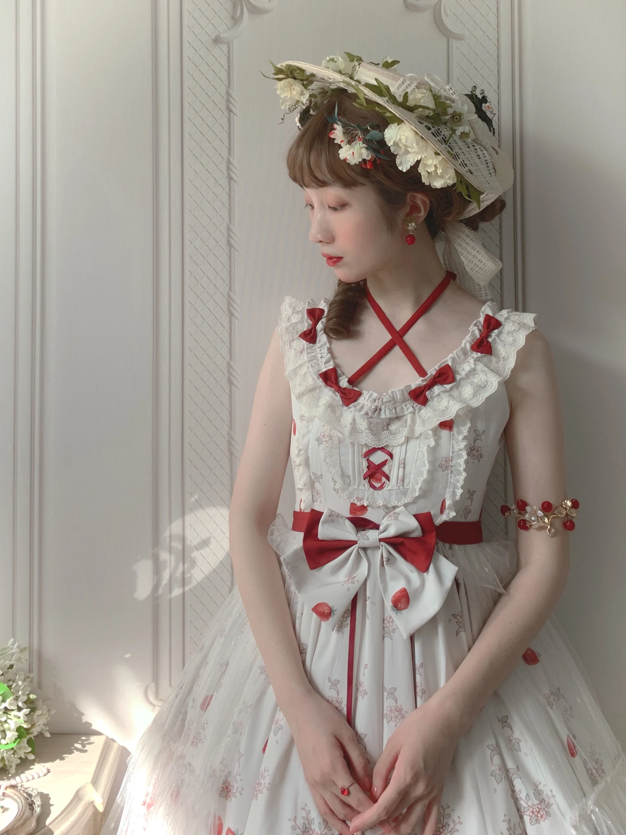 Strawberry Fruit Tea SP - Apricot Sweet Lolita Jumper Dress - Image 5