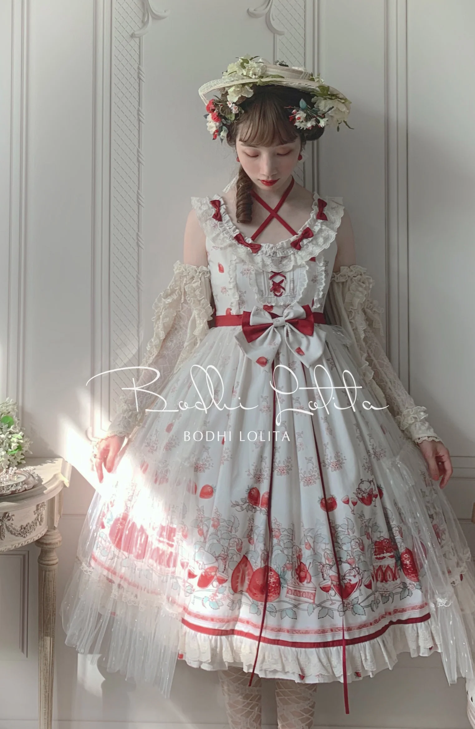 Strawberry Fruit Tea SP - Apricot Sweet Lolita Jumper Dress - Image 6