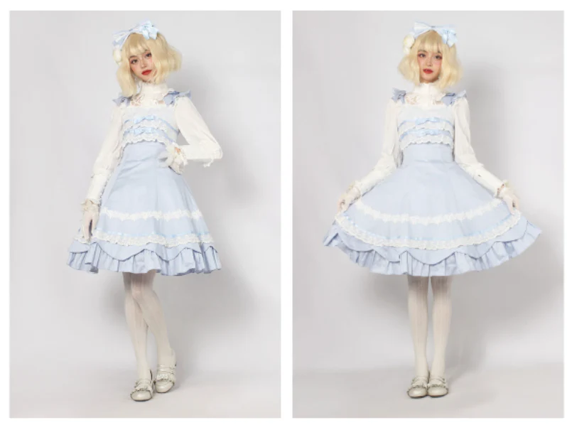 Solid Color Lolita Casual Dress Floral Dress JSK - Image 8