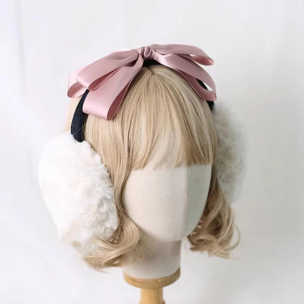 Xiaogui - Winter Lolita Earmuff Bow Plush Earmuff Ear Protector - Image 11