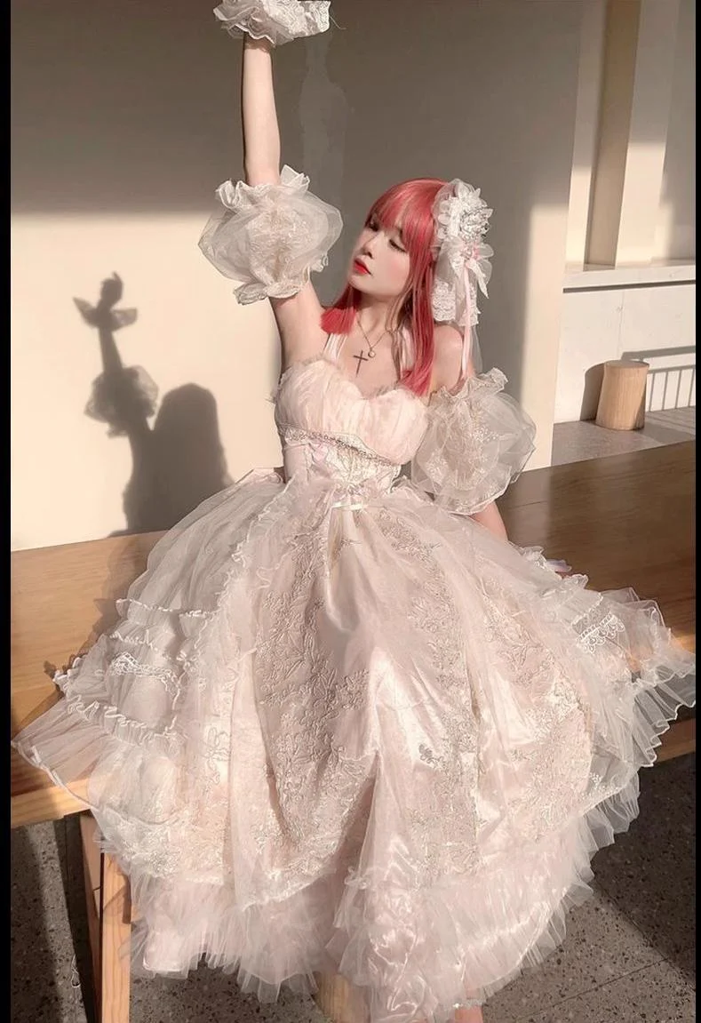 Daydream Whisper - Endless Summer - Bridal Wedding Lolita JSK Open-Back Dress - Image 39