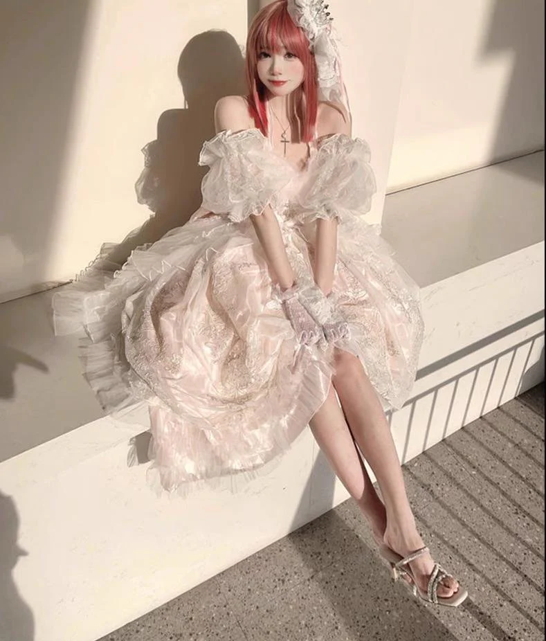 Daydream Whisper - Endless Summer - Bridal Wedding Lolita JSK Open-Back Dress - Image 40