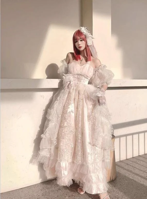 Daydream Whisper - Endless Summer - Bridal Wedding Lolita JSK Open-Back Dress - Image 41