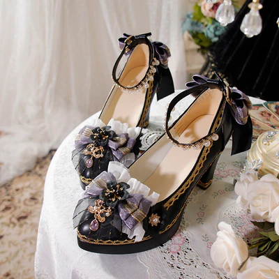 One Night - Bright PU Wedding Lolita Thick High Heels - Image 14
