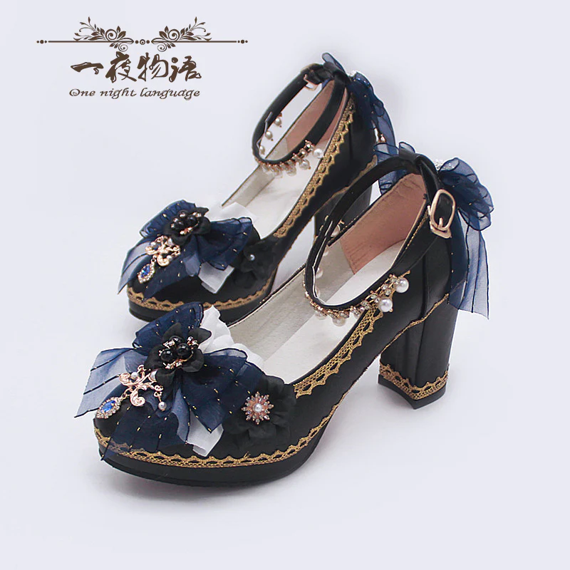 One Night - Bright PU Wedding Lolita Thick High Heels - Image 3