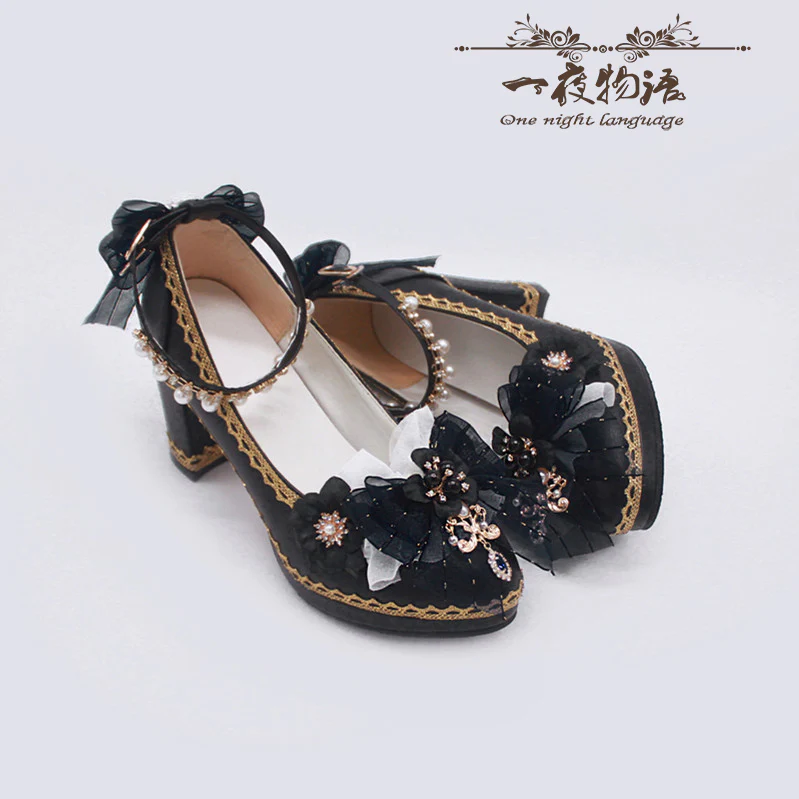 One Night - Bright PU Wedding Lolita Thick High Heels - Image 4